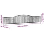 vidaXL Oblúkový gabionový kôš 2 ks 400x30x60/80 cm pozinkované železo – Obrázok 6