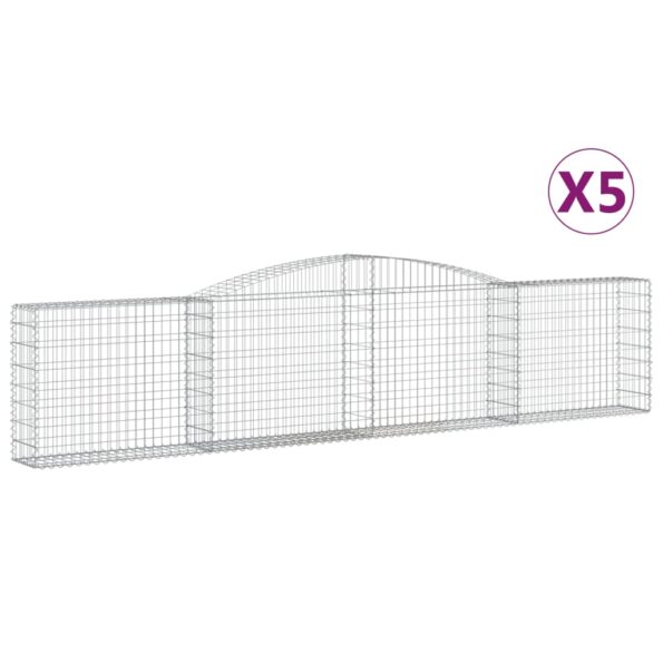 vidaXL Oblúkové gabionové koše 5 ks 400x30x80/100cm pozinkované železo – Obrázok 2
