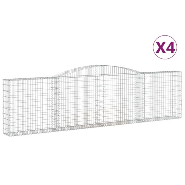 vidaXL Oblúkové gabiónové koše 4ks 400x30x100/120cm pozinkované železo – Obrázok 2