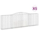 vidaXL Oblúkové gabionové koše 5 ks 400x30x120/140 cm pozink. železo – Obrázok 2