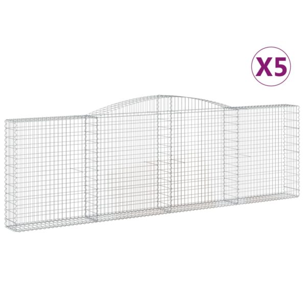 vidaXL Oblúkové gabionové koše 5 ks 400x30x120/140 cm pozink. železo – Obrázok 2