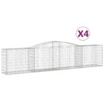 vidaXL Oblúkové gabionové koše 4 ks 400x50x80/100cm pozinkované železo – Obrázok 2