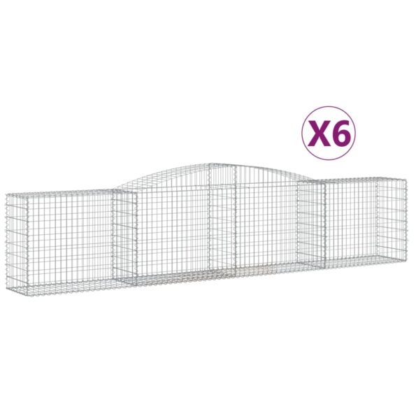 vidaXL Oblúkové gabionové koše 6 ks 400x50x80/100cm pozinkované železo – Obrázok 2