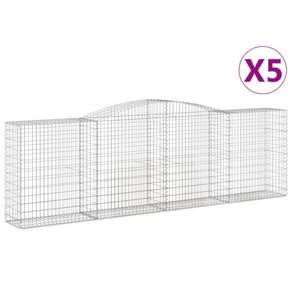 vidaXL Oblúkové gabionové koše 5 ks 400x50x120/140 cm pozink. železo – Obrázok 2