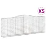 vidaXL Oblúkové gabionové koše 5 ks 400x50x140/160 cm pozink. železo – Obrázok 2