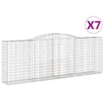 vidaXL Oblúkové gabionové koše 7 ks 400x50x140/160 cm pozink. železo – Obrázok 2