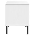 vidaXL Botník s kovovými nohami biely 106x35x45 cm masívne drevo OSLO – Obrázok 5