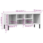 vidaXL Botník s kovovými nohami biely 106x35x45 cm masívne drevo OSLO – Obrázok 7