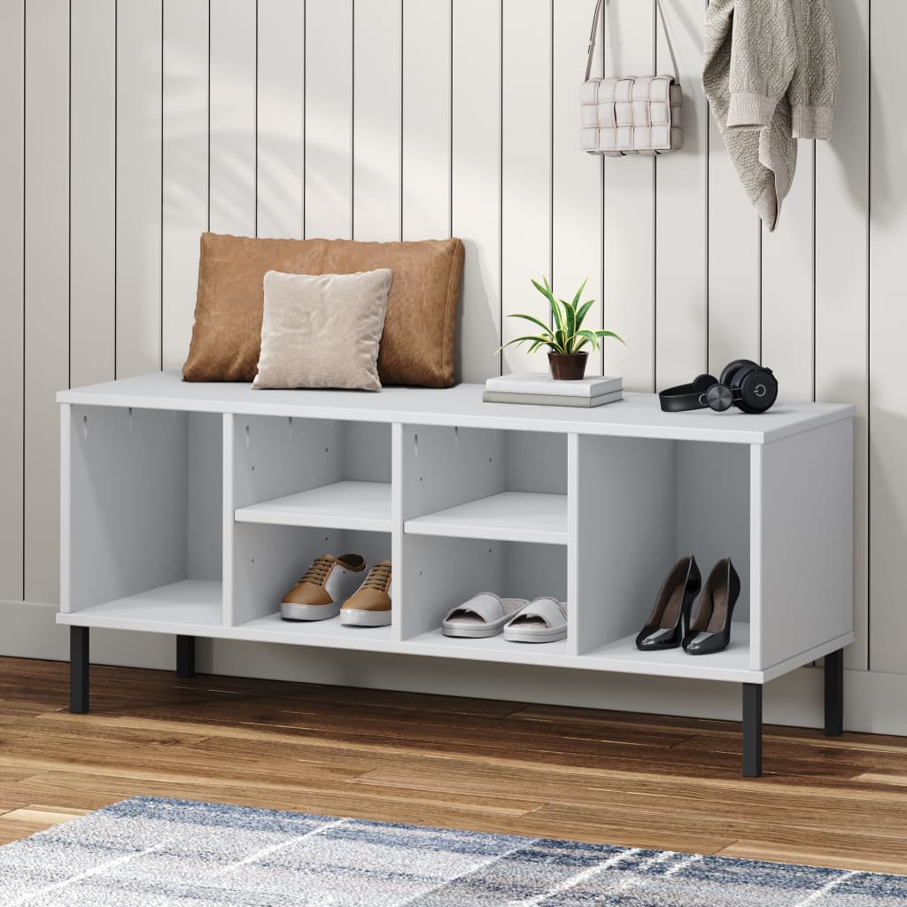 VXL8720845578046_m_en_hd_1.jpg vidaXL Botník s kovovými nohami biely 106x35x45 cm masívne drevo OSLO – Obrázok 1
