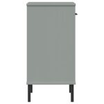 vidaXL Konzolová skrinka s kovovými nohami sivá masívna borovica OSLO – Obrázok 6