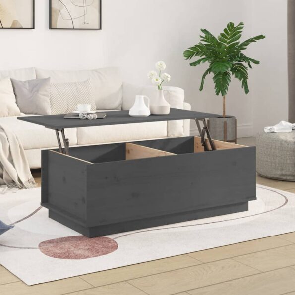 vidaXL Konferenčný stolík sivý 100x50x35 cm borovicový masív – Obrázok 3