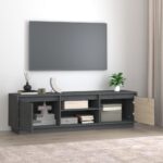 vidaXL TV stolík sivý 140x35x40 cm masívna borovica – Obrázok 3