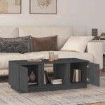 vidaXL Konferenčný stolík sivý 110x50x40 cm borovicový masív – Obrázok 3