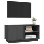 vidaXL TV skrinka sivá 80x35x40,5 cm masívna borovica – Obrázok 4