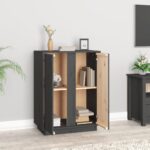 vidaXL Komoda sivá 60x35x80 cm borovicový masív – Obrázok 3
