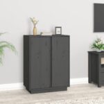 vidaXL Komoda sivá 60x35x80 cm borovicový masív