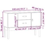 vidaXL Komoda biela 110x40x78 cm borovicový masív – Obrázok 9