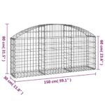 vidaXL Oblúkový gabionový kôš 150x30x60/80 cm pozinkované železo – Obrázok 5
