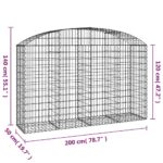 vidaXL Oblúkový gabionový kôš 200x50x120/140 cm pozinkované železo – Obrázok 5