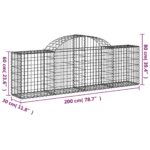 vidaXL Oblúkový gabionový kôš 200x30x60/80 cm pozinkované železo – Obrázok 5