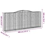vidaXL Oblúkový gabionový kôš 400x50x160/180 cm pozinkované železo – Obrázok 5