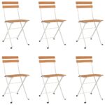 vidaXL Skladacie bistro stoličky 6 ks akáciový masív a oceľ – Obrázok 2
