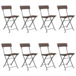 vidaXL Skladacie bistro stoličky 8 ks hnedé polyratan a oceľ – Obrázok 2