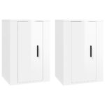 vidaXL Nástenné TV skrinky 2 ks lesklé biele 40x34,5x60 cm – Obrázok 2