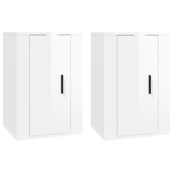 vidaXL Nástenné TV skrinky 2 ks lesklé biele 40x34,5x60 cm – Obrázok 2