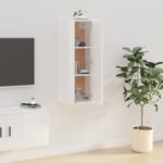 vidaXL Nástenná TV skrinka lesklá biela 40x34,5x100 cm – Obrázok 4