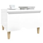 vidaXL Bočný stolík vysoký lesk biely 50x46x35 cm spracované drevo – Obrázok 4