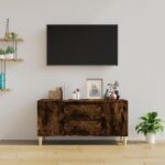 vidaXL TV skrinka dymový dub 102x44,5x50 cm spracované drevo – Obrázok 3