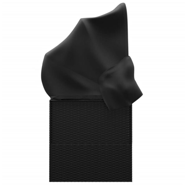 vidaXL Vonkajšie lehátko so strechou a vankúšmi čierne polyratan – Obrázok 4