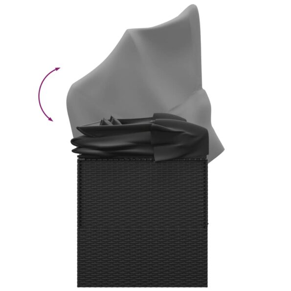 vidaXL Vonkajšie lehátko so strechou a vankúšmi čierne polyratan – Obrázok 7