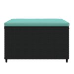 vidaXL Záhradná taburetka s podložkou čierna polyratanová – Obrázok 3