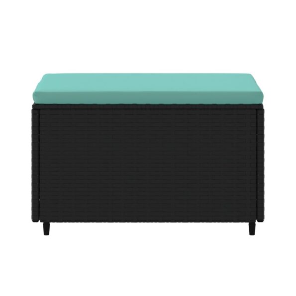 vidaXL Záhradná taburetka s podložkou čierna polyratanová – Obrázok 4