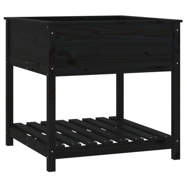 vidaXL Kvetináč s policou čierny 82,5x82,5x81 cm masívna borovica – Obrázok 2