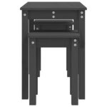 vidaXL Zasúvacie stolíky 3 ks sivé borovicový masív – Obrázok 7