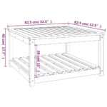 vidaXL Záhradný stolík biely 82,5x82,5x45 cm borovicový masív – Obrázok 8