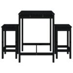 vidaXL 3-dielna záhradná barová súprava čierna borovicový masív – Obrázok 4