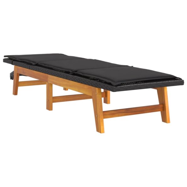 vidaXL Záhradné ležadlo s podložkou polyratan a akáciový masív – Obrázok 3