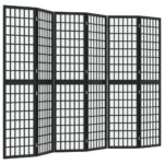 vidaXL Skladací paraván so 6 panelmi japonský štýl 240x170 cm čierny – Obrázok 2