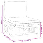 vidaXL 3-dielna záhradná sedacia súprava krémovobiele vankúše bambus – Obrázok 9