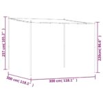 vidaXL Altánok biely 3x3 m 180 g/m² látka a oceľ – Obrázok 8