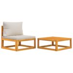 vidaXL 2-dielna záhradná sedacia súprava s vankúšmi akáciový masív – Obrázok 2