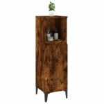 vidaXL Kúpeľňová skrinka dymový dub 30x30x100 cm kompozitné drevo – Obrázok 5