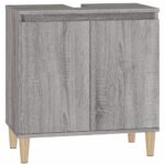 vidaXL Umývadlová skrinka sivý dub sonoma 58x33x60 cm kompozitné drevo – Obrázok 2