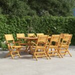 vidaXL Skladacie záhradné stoličky 8 ks 55x61x90 cm tíkový masív