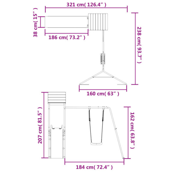 vidaXL Vonkajšia súprava na hranie impregnovaná borovica – Obrázok 11