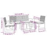 vidaXL 5-dielna záhradná jedálenská sada s vankúšmi hnedá PP ratan – Obrázok 6